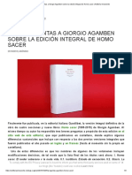 Tres Preguntas A Giorgio Agamben Sobre La Edición Integral de Homo Sacer - Artillería Inmanente