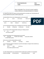 Survey Questionnaire Date: Name: Grade: Department:: of Amara Raja Batteries LTD"