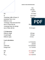 C/S Dimension: Design of Singly Reinforced Beam