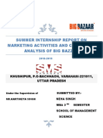 Summer Internship Report On Marketing Activities and Catchment Analysis of Big Bazzar