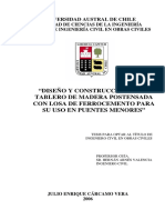 Diseño y Construcción de Un Tablero de Madera Postensada Con Losa de Ferrocemento para Su Uso en PDF