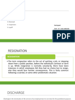 HRM Presentation: Topic - Resignation, Dismissal, Discharge, Suspension and Layoff