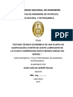 Estudio Técnico Económico de Una Planta de Gasificación A Partir de Lubricantes