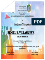 Reniel B. Villanueva: Certificate of Recognition