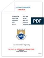 Geotechnical Engineering: Lab Manual