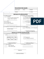 Application For Leave: Details of Action On Application