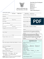 Visa Application Form New Thailand