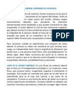 Acoso Laboral Sinónimo de Violencia