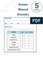 Diciembre - 5to Grado - Examen Mensual (2018-2019)