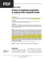 Drivers of Employee Propensity To Endorse Their Corporate Brand