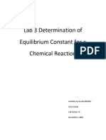 Lab 3 Determination of Equilibrium Constant For A Chemical Reaction