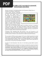 Essay On Constitutional Validity of 10% Reservation For Economically Backward Upper Caste Citizens