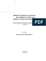 Balance de Materia Proceso de Sacrificio de Cerdo PDF