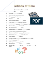 A) Complete With The Correct Prepositions: In, On or At. 1. 2. 3. 4. 5. 6. 7. 8. 9. 10. 11. 12. 13. 14. 15. 16. 17. 18. 19. 20