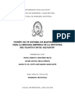 Diseño de Un Sistema de Mantenimiento para La Mediana Empresa de La Industria Del Plastico en El Salvador PDF