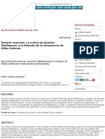 Devenir Inmortal. La Crítica de Quentin Meillassoux A La Filosofía de La Inmanencia de Gilles Deleuz