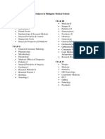 Philippine Medical Schools Subjects