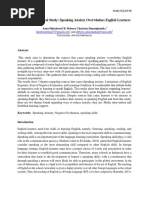 A Phenomenological Study: Speaking Anxiety Overwhelms English Learners