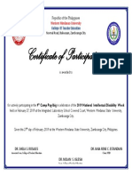 Certificate of Participation: Western Mindanao University