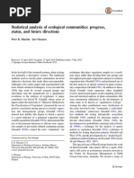 Statistical Analysis of Ecological Communities: Progress, Status, and Future Directions