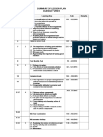 Summary of Lesson Plan Science Form 5