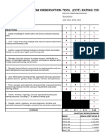 Classroom Observation Tool (Cot) Rating Consolidation