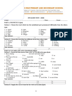 English Test - E606 Name:.......................................................................................... Class:..................... Score:................