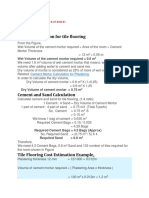 Mortar Calculation For Tile Flooring: Wet Volume of The Cement Mortar Required 0.6 M