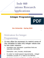 Indr 460 Operations Research Applications: Integer Programming