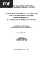 An Investigation Into Adult Learners' and Teachers' Preferences For Oral Corrective Feedback