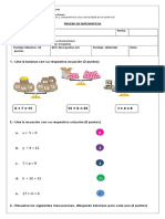 Prueba Matematica Ecuaciones e Inecuaciones