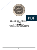 English Proficiency Exam (YLS) For Graduate Students - Sample 1