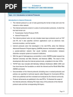 Internet Technology and Web Design: Chapter: 2.3 Internet Protocols Topic: 2.3.1 Introduction To Internet Protocols