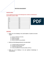 QUIZ # 02 MGT 613 Productions & Operations Management: Instructions