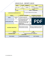 Daily Lesson Plan - Infinity Group: Week DAY Date Class Subject Time