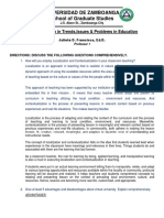 Universidad de Zamboanga School of Graduate Studies: Mid-Term Exam in Trends, Issues & Problems in Education