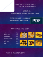 Design and Construction of A Single Phase Transformer