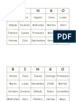 Bingo Con Días de La Semana, Meses y Estaciones Del Año