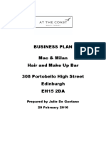 Business Plan Mac & Milan Hair and Make Up Bar 308 Portobello High Street Edinburgh EH15 2DA