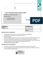 YR9 Maths Entrance Assessment Practice Paper A NEW