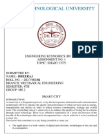 Delhi Technological University: Engineering Economics (Hu 202) Assignment No. 1 Topic: Smart City