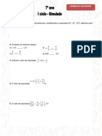 Simulado Matemática 7º Ano 