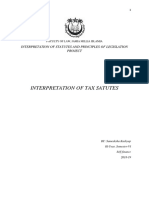 Interpretation of Tax Satutes: Interpretation of Statutes and Principles of Legislation Project