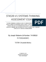 St4S39-V1 Systems Thinking Assessment Essay 1: by Joseph Wabwire (Id Number: 74108522/)