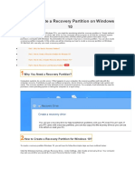 How To Create A Recovery Partition On Windows 10