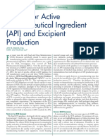 Cgmps For Active Pharmaceutical Ingredient (Api) and Excipient Production