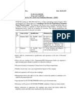 5/28/2019/RUD/Pers. Date: 08.05.2019 Wapcos Limited Terms and Conditions Plot No. 76-C, Sector-18, Gurugram (Haryana) - 122015