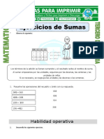 Ficha Ejercicios de Sumas para Tercero de Primaria