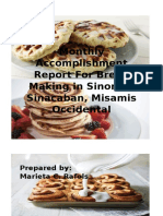 Monthly Accomplishment Report For Bread Making in Sinonoc