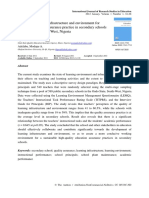 Improving Learning Infrastructure and Environment For Sustainable Quality Assurance Practice in Secondary Schools in Ondo State, South-West, Nigeria